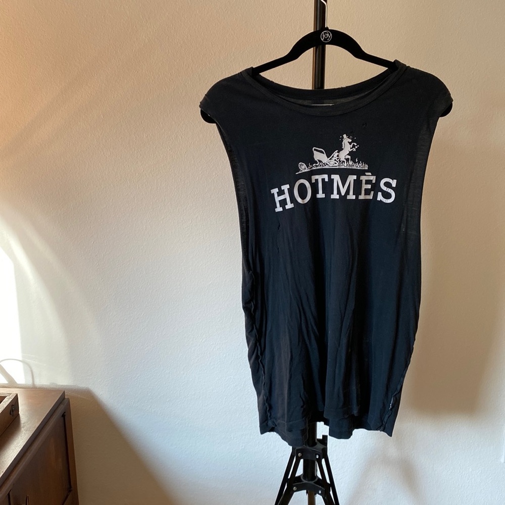 UNIF “Hotmes” sleeveless tee, distressed holes and bleach marks